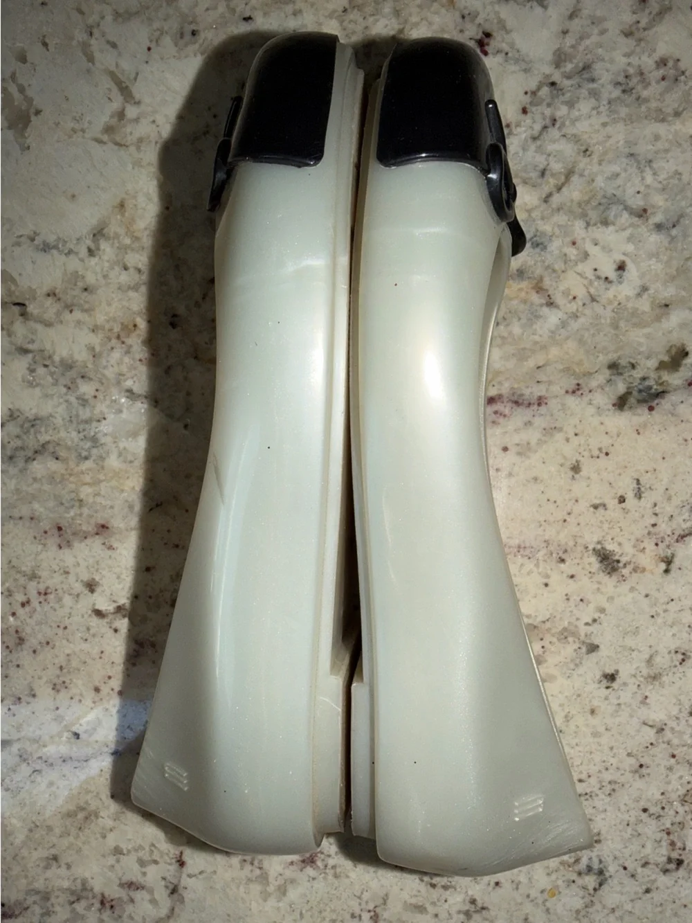 Mini Melissa Sweet Love Bow Cap-Toe Jelly Flats in Cream and Black EU 31 US 13